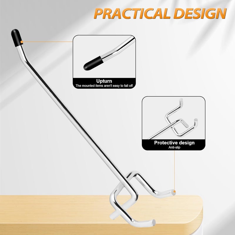 Hogurity Pegboard Hook 50 Pcs, Sturdy L Shape Galvanized Metal Fit for 1/4 and 1/8 Pegboard, Organizer Kit for Garage Tool Storage - Image 2